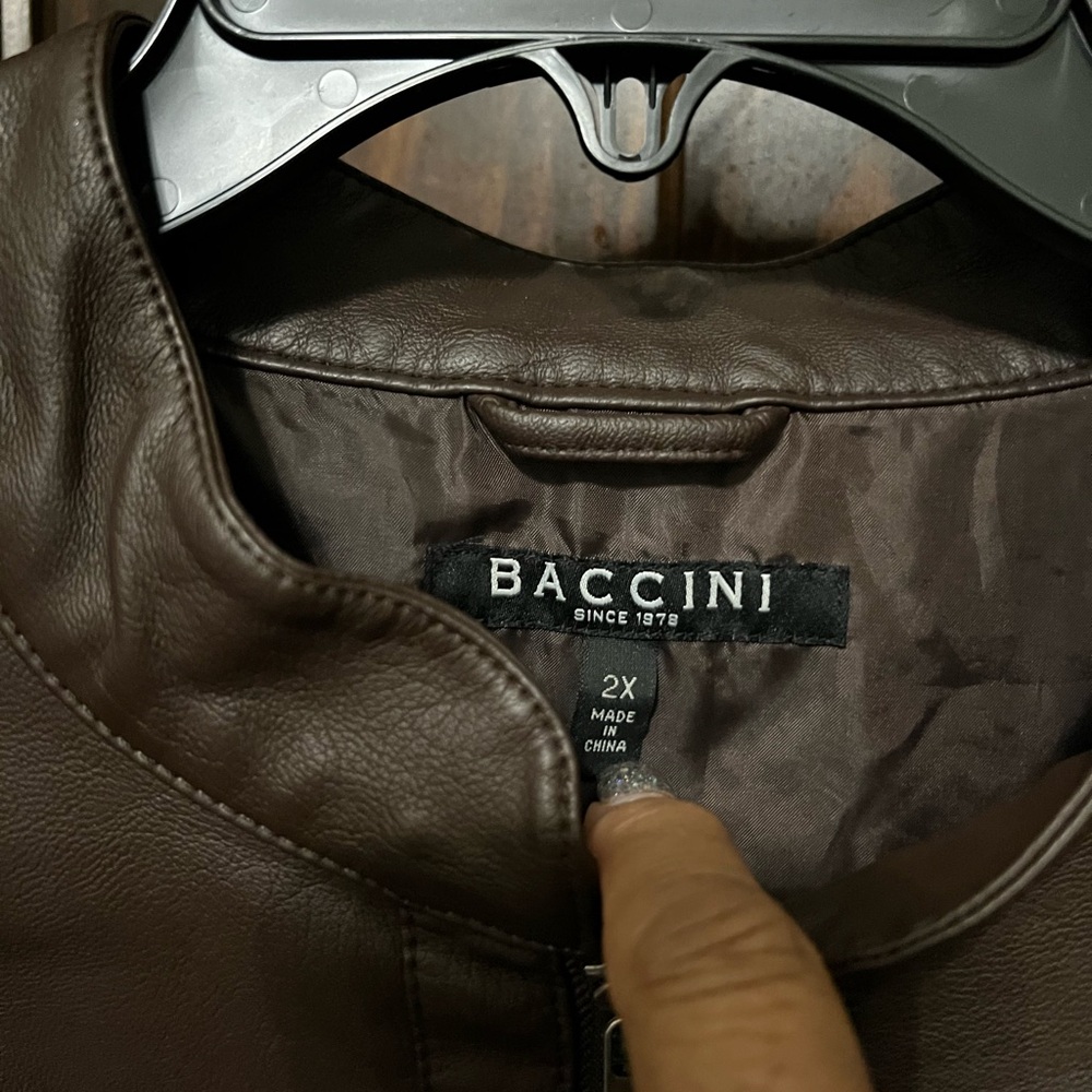 Baccini Brown Leather Jacket - Picture 4 of 4